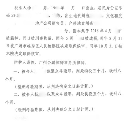 杨某聚众斗殴案